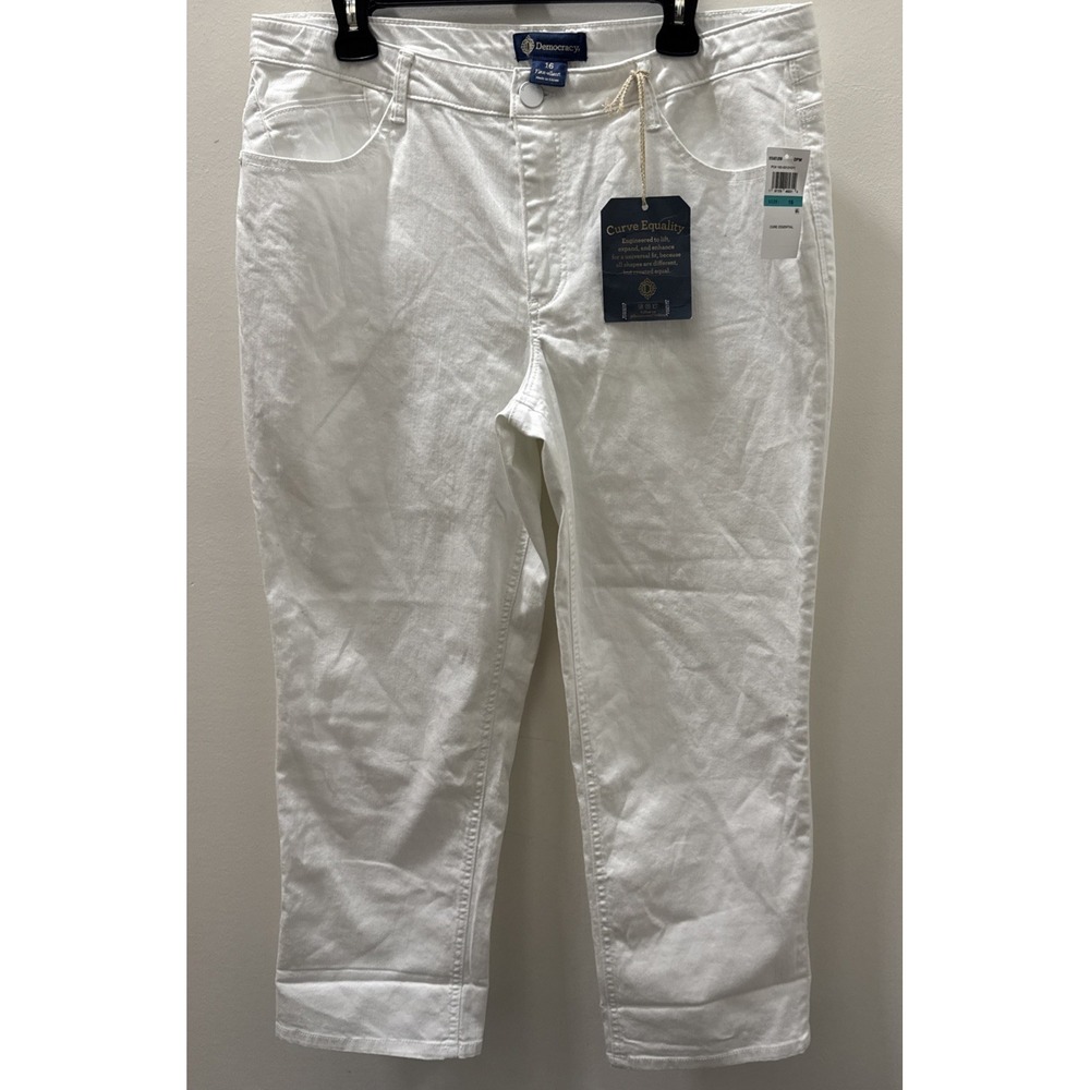 Democracy Curve Equality Flex-ellent  Jeans Women's Size 16 White Denim NW T